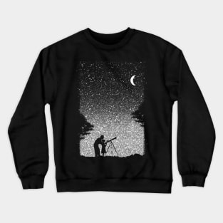 Father and daughter astronomy under the starry sky art observatory Crewneck Sweatshirt